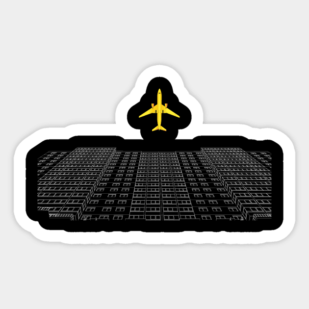 Plane over the building Sticker by ARTotokromo